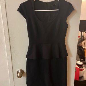 Black cap sleeve peplum dress